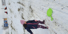 Modráčci sjíždějí kopec - na sněhu i bez sněhu